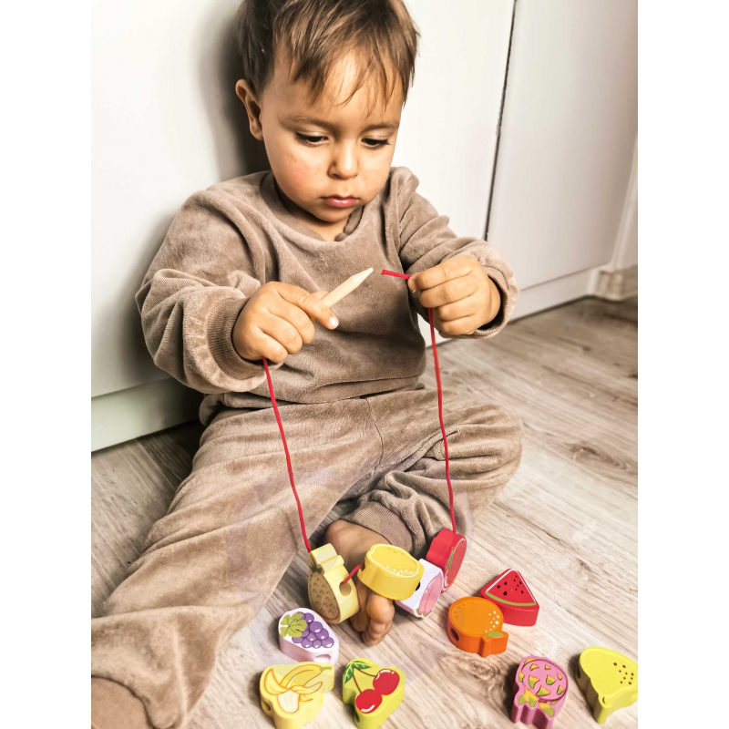 CLASSIC WORLD Drewniane Klocki do Nawlekania Owoce 13 el. - obrazek 2