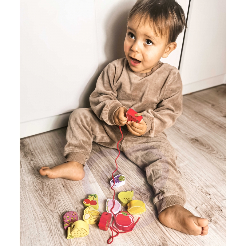 CLASSIC WORLD Drewniane Klocki do Nawlekania Owoce 13 el. - obrazek 3