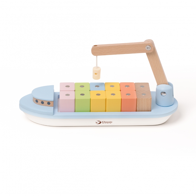 CLASSIC WORLD Drewniany Statek Układanie Bloków 13 el. - obrazek 4