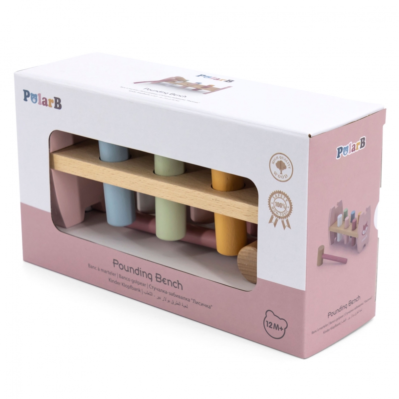 VIGA PolarB Drewniana Przebijanka Wbijanka z Młoteczkiem Lisek Montessori - obrazek 6
