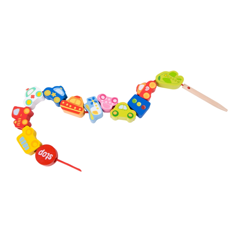 CLASSIC WORLD Drewniane Klocki do Nawlekania Ruch Drogowy 13 el. - obrazek 9