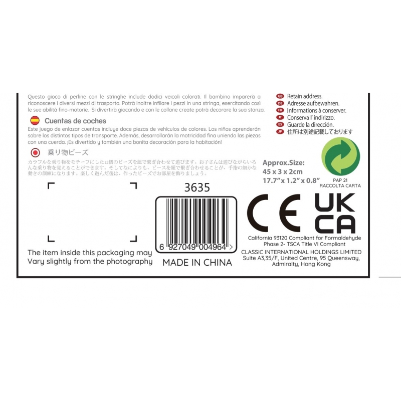 CLASSIC WORLD Drewniane Klocki do Nawlekania Ruch Drogowy 13 el. - obrazek 16