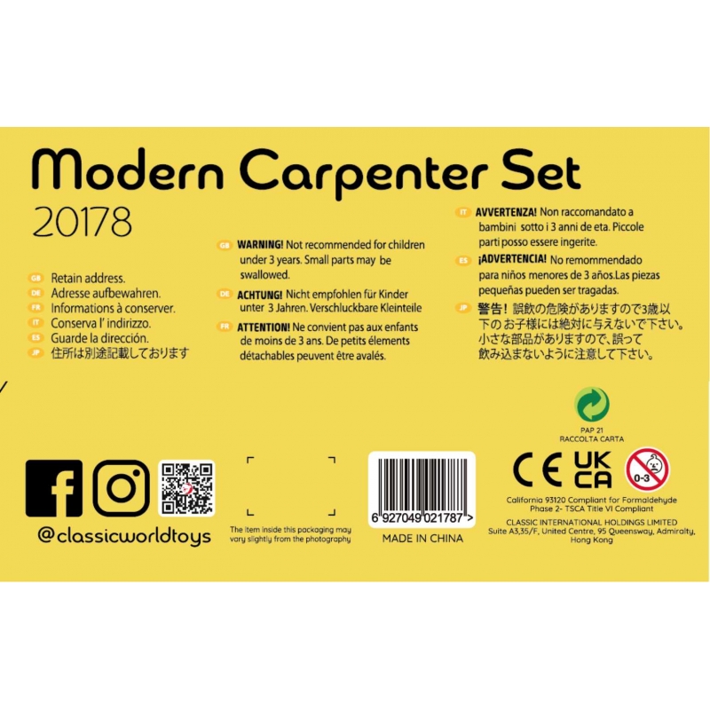 CLASSIC WORLD Wooden Tool Set Box 20 pcs. - obrazek 11