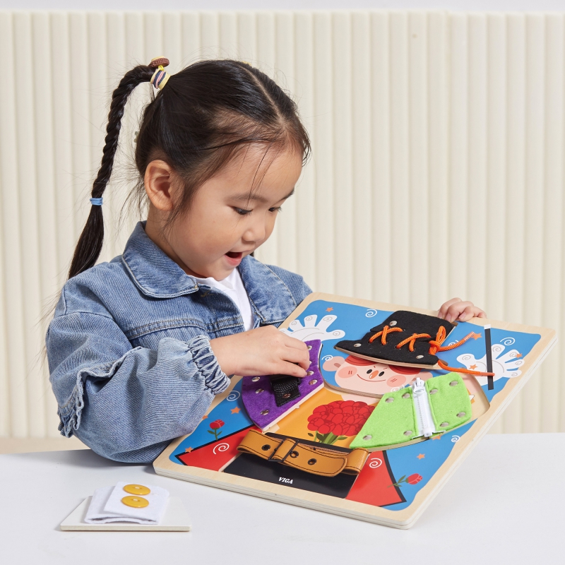 VIGA Drewniana Tablica Manipulacyjna Klamry Zamki Magik Monstessori - obrazek 5