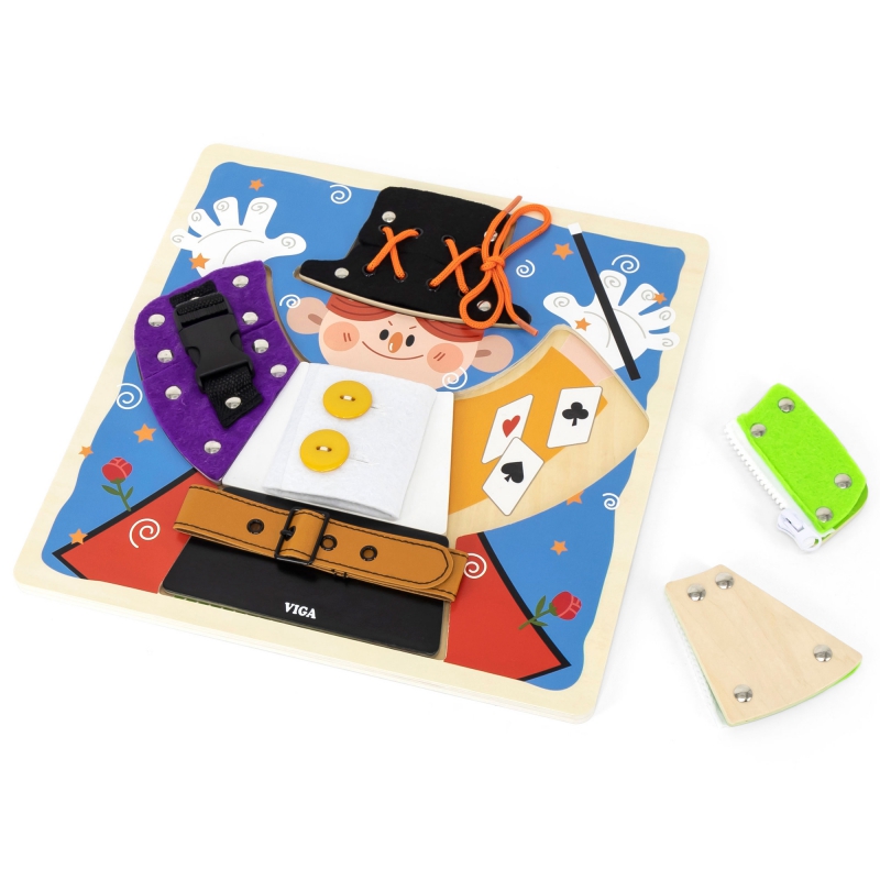 VIGA Drewniana Tablica Manipulacyjna Klamry Zamki Magik Monstessori - obrazek 11