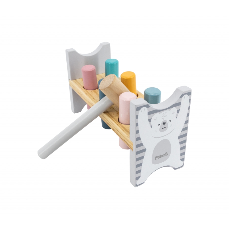 VIGA PolarB Drewniana Ławeczka Przebijanka Wbijanka z Młotkiem - Montessori - obrazek 2