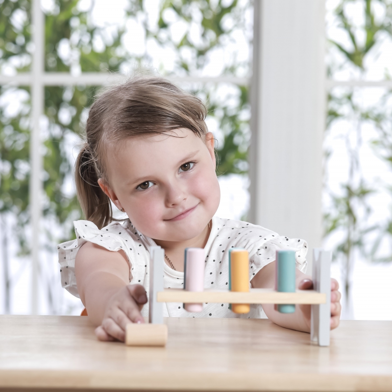 VIGA PolarB Drewniana Ławeczka Przebijanka Wbijanka z Młotkiem - Montessori - obrazek 4