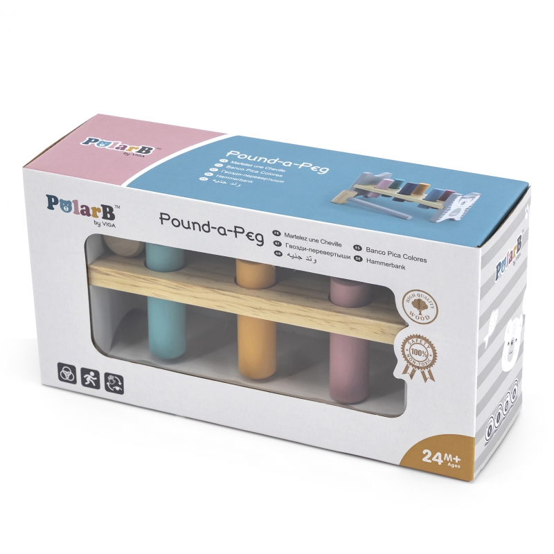 VIGA PolarB Drewniana Ławeczka Przebijanka Wbijanka z Młotkiem - Montessori - obrazek 9