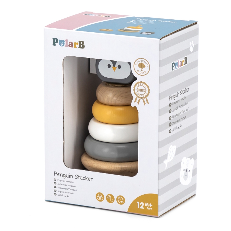 VIGA PolarB Drewniana Piramidka Edukacyjna - Pingwinek - obrazek 4