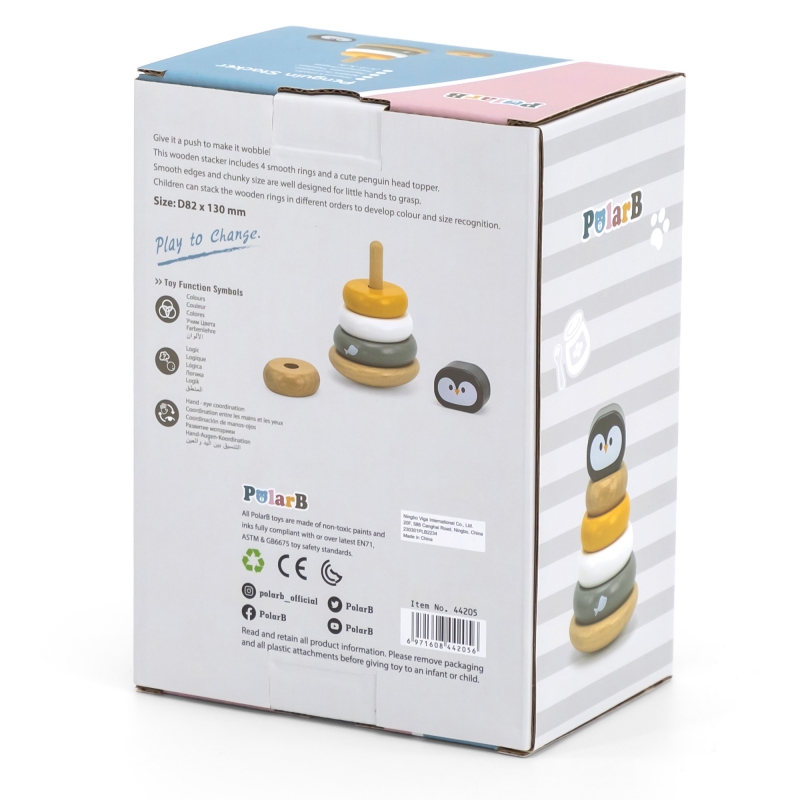 VIGA PolarB Drewniana Piramidka Edukacyjna - Pingwinek - obrazek 5