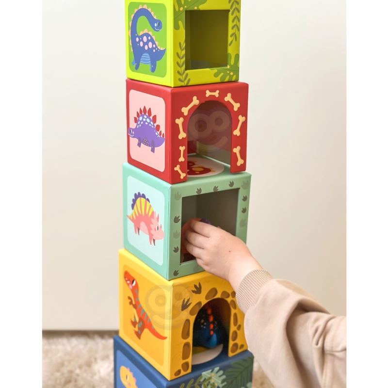 TOOKY TOY Drewniane Klocki Układanka Edukacyjna + 6 Figurek do zabawy 12 el. - obrazek 9