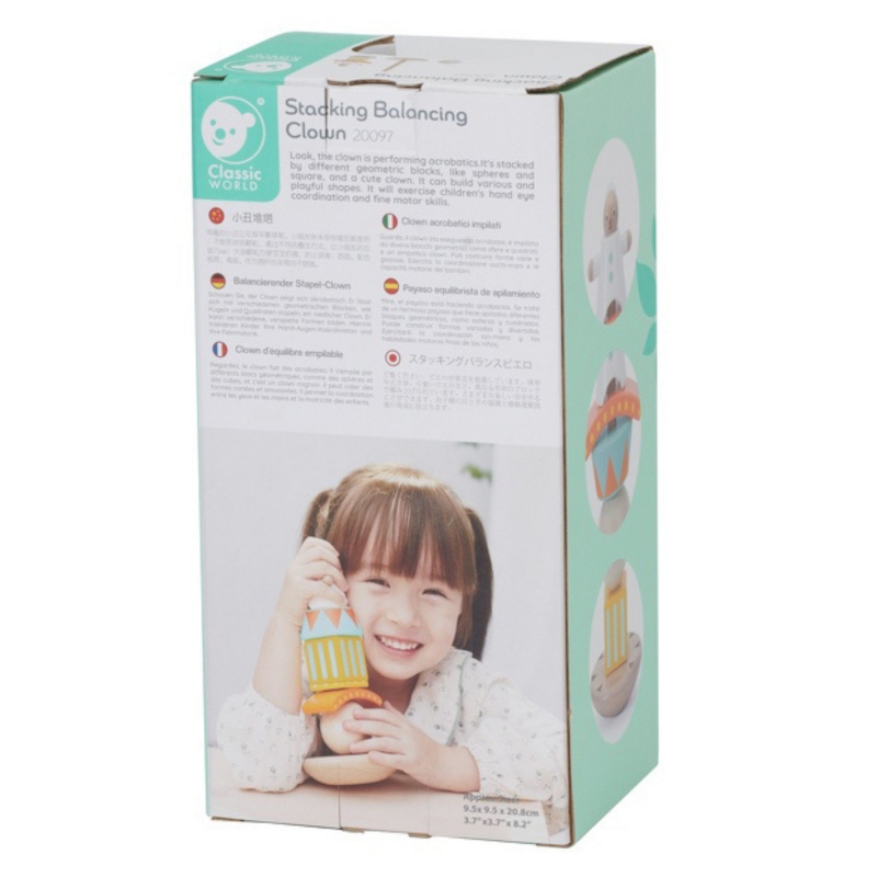 CLASSIC WORLD Drewniana Układanka Piramidka Klocki Balansujący Wesoły Klaun - obrazek 7