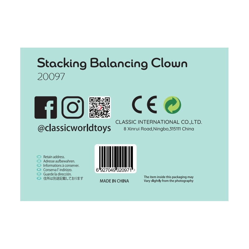 CLASSIC WORLD Drewniana Układanka Piramidka Klocki Balansujący Wesoły Klaun - obrazek 10