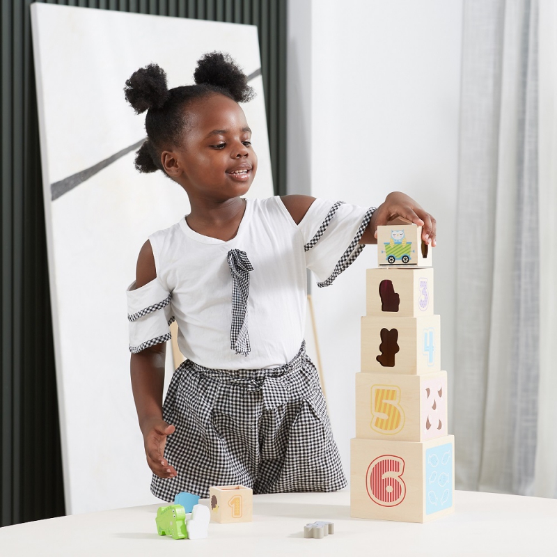 VIGA Drewniana Piramidka Układanka Klocki Sorter Montessori - obrazek 7