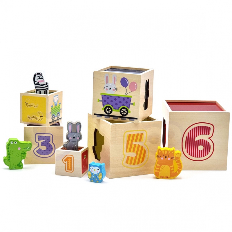 VIGA Drewniana Piramidka Układanka Klocki Sorter Montessori - obrazek 11