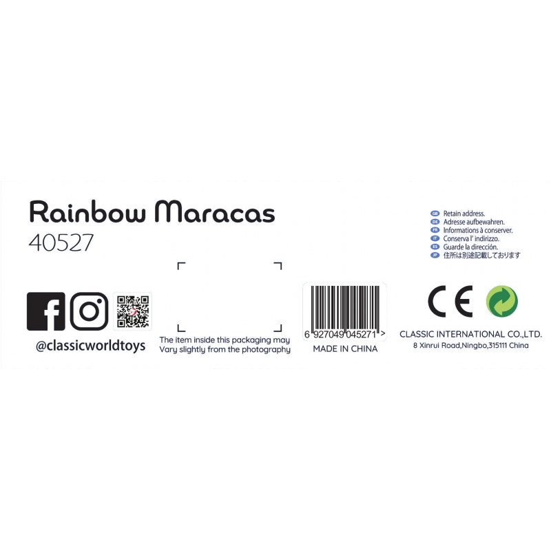 CLASSIC WORLD Grzechotka 2w1 Drewniany Instrument Tęczowy Marakas 1 szt. - obrazek 9