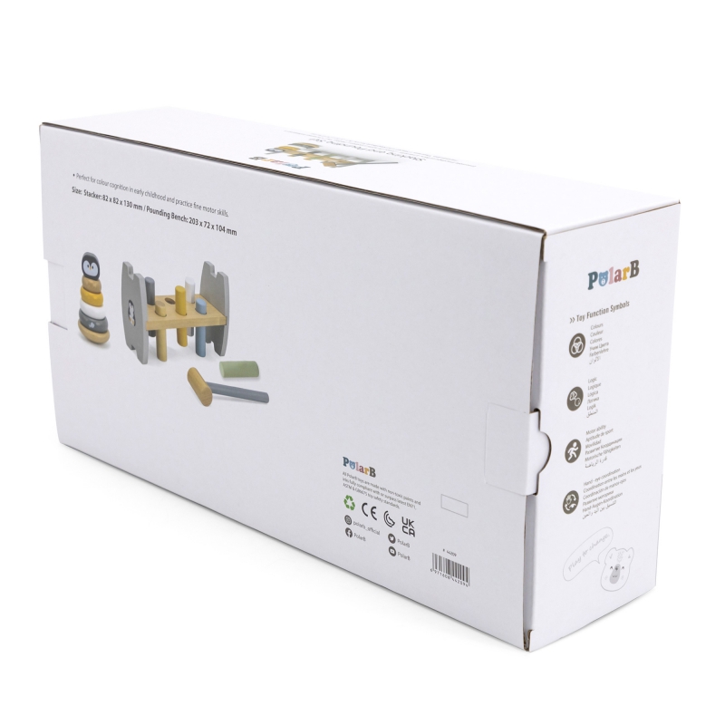 VIGA PolarB Zestaw Drewniana Piramidka + Przebijanka z Młoteczkiem Pingwinek Montessori - obrazek 4