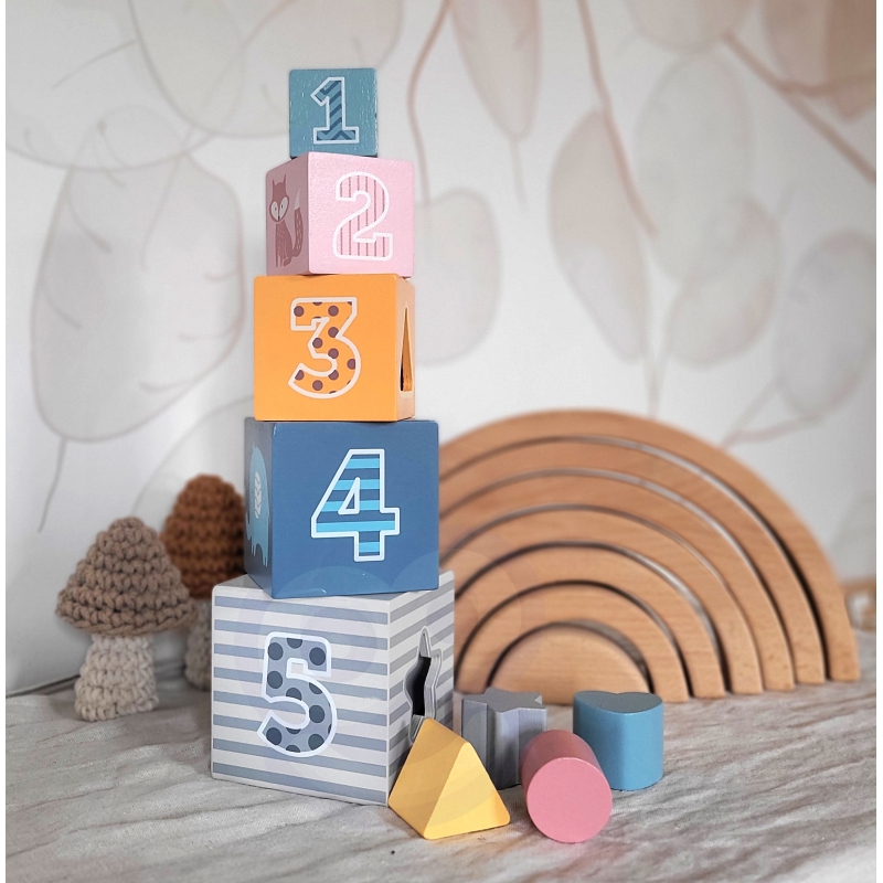 VIGA PolarB Piramidka Układanka edukacyjna Sorter Kostki Klocki - obrazek 2