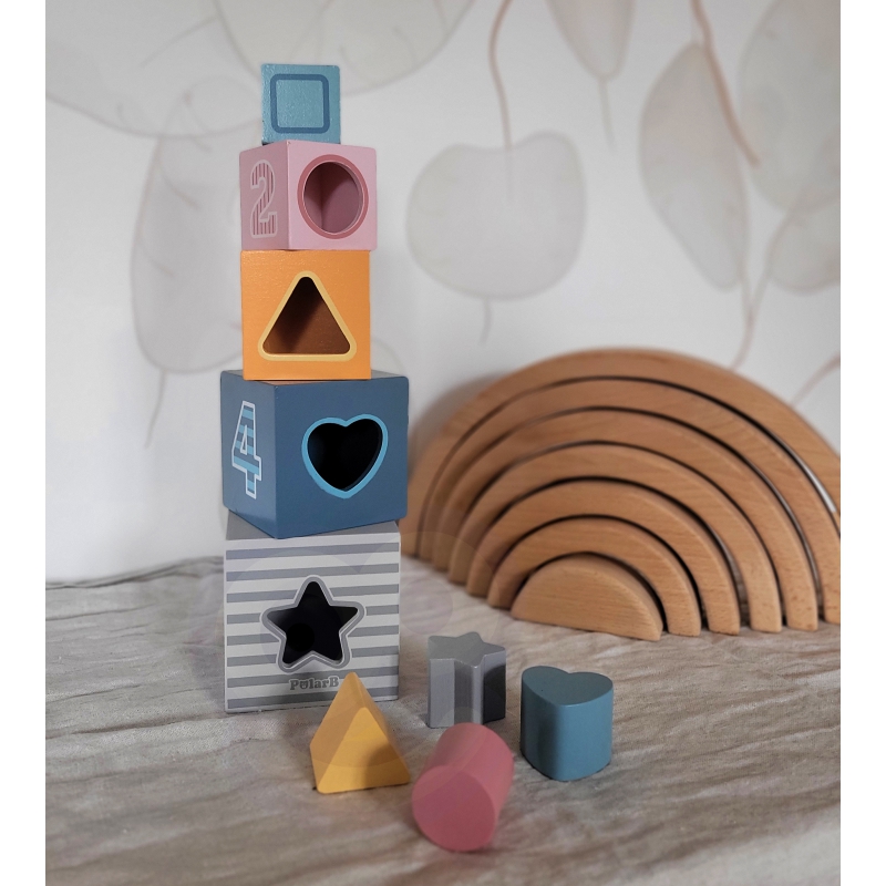 VIGA PolarB Piramidka Układanka edukacyjna Sorter Kostki Klocki - obrazek 3