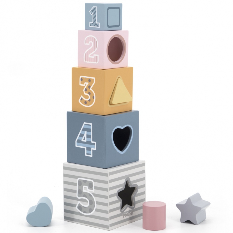VIGA PolarB Piramidka Układanka edukacyjna Sorter Kostki Klocki - obrazek 15
