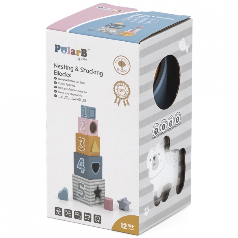 VIGA PolarB Piramidka Układanka edukacyjna Sorter Kostki Klocki - obrazek 16