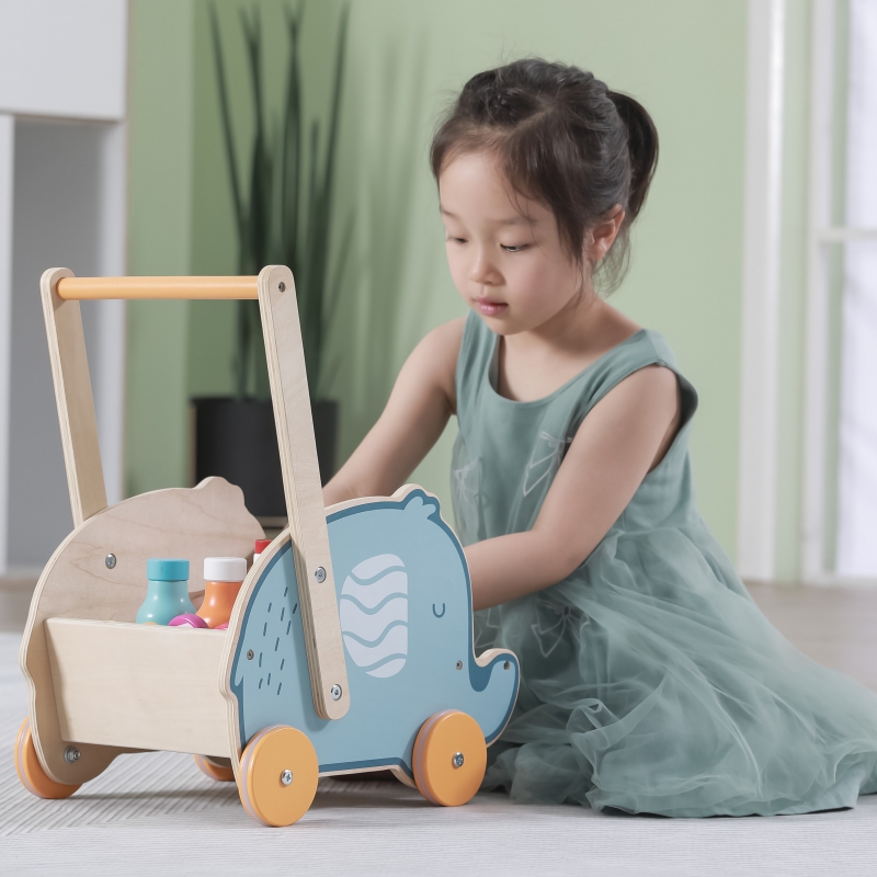 VIGA PolarB Drewniany Wózek 2w1 Chodzik Pchacz Słonik - obrazek 7