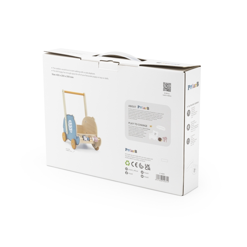 VIGA PolarB Drewniany Wózek 2w1 Chodzik Pchacz Słonik - obrazek 12