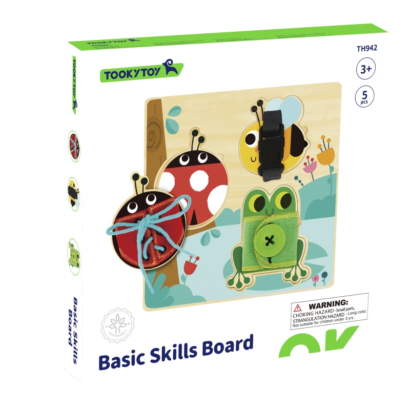 TOOKY TOY Drewniana Tablica Edukacyjna Sorter Trening Ćwiczenia Sznurek Guzik Klamerka - obrazek 6