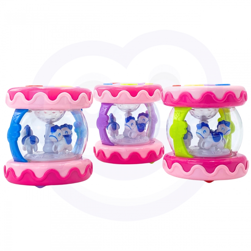 WOOPIE BABY Bębenek Pozytywka Projektor 3w1 Zabawka Muzyczna dla Niemowląt + Walec Roller do Nauki Raczkowania - obrazek 2