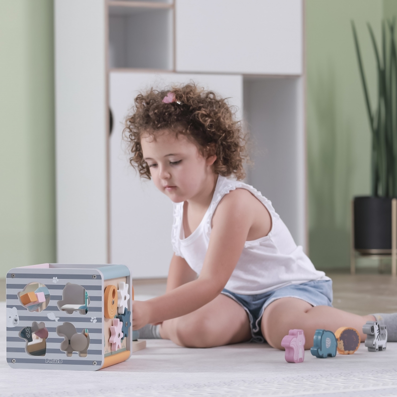 VIGA PolarB Activity Box Drewniane Edukacyjne Centrum Gier 5w1 kostka - obrazek 5