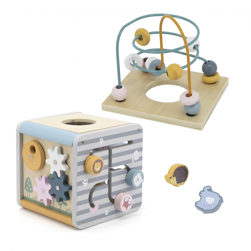 VIGA PolarB Activity Box Drewniane Edukacyjne Centrum Gier 5w1 kostka - obrazek 9