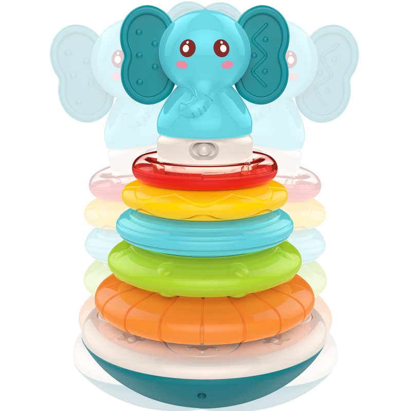 WOOPIE BABY Piramida Wieża Interaktywna Słonik z Obręczami Grzechotka - obrazek 9