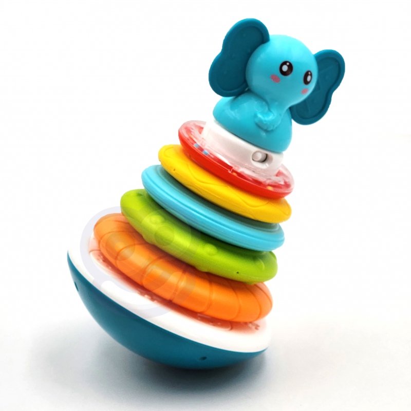 WOOPIE BABY Piramida Wieża Interaktywna Słonik z Obręczami Grzechotka - obrazek 12