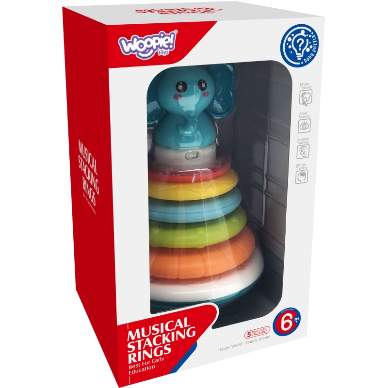 WOOPIE BABY Piramida Wieża Interaktywna Słonik z Obręczami Grzechotka - obrazek 16