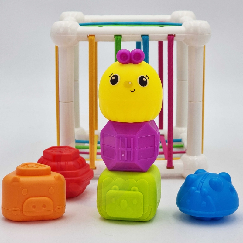 WOOPIE BABY Elastyczna Kostka Sensoryczna Sorter dla Dzieci Zwierzątka + Grzechotka 7 el. - obrazek 3