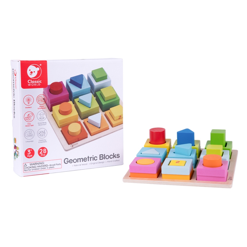 CLASSIC WORLD Układanka Nauka Kształtów i Liczenia 5w1 Domino Sorter MONTESSORI 28 el. - obrazek 6