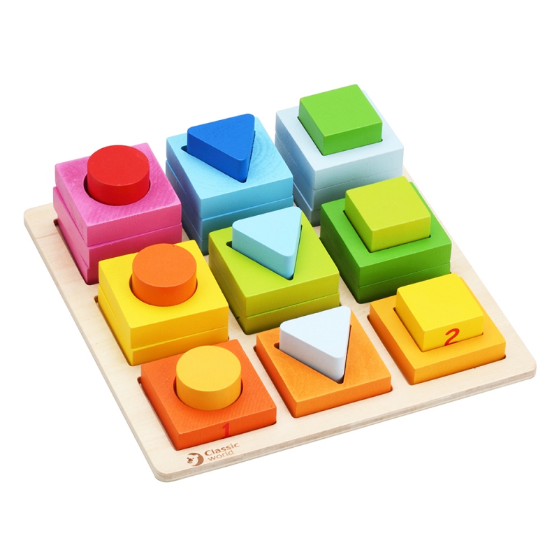 CLASSIC WORLD Układanka Nauka Kształtów i Liczenia 5w1 Domino Sorter MONTESSORI 28 el. - obrazek 9