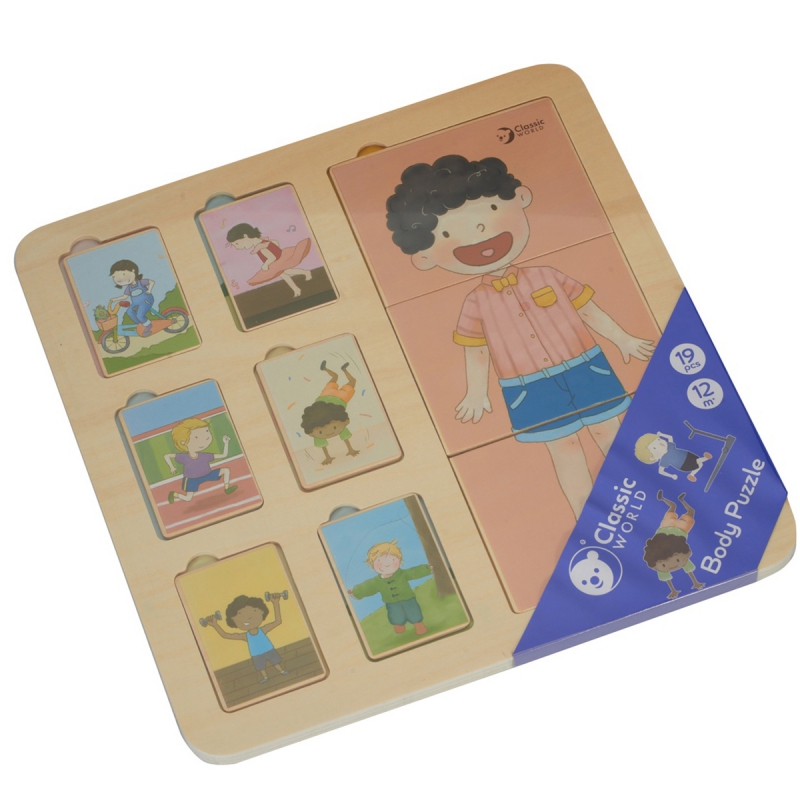 CLASSIC WORLD Tablica Edukacyjna Ciało Ludzkie Układanka Klocki Puzzle dla Dzieci Dopasuj MONTESSORI 19 el. - obrazek 8
