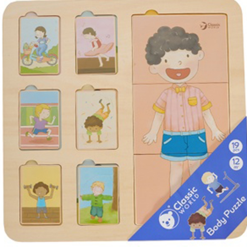 CLASSIC WORLD Tablica Edukacyjna Ciało Ludzkie Układanka Klocki Puzzle dla Dzieci Dopasuj MONTESSORI 19 el. - obrazek 11