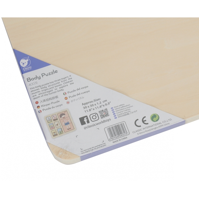 CLASSIC WORLD Tablica Edukacyjna Ciało Ludzkie Układanka Klocki Puzzle dla Dzieci Dopasuj MONTESSORI 19 el. - obrazek 14