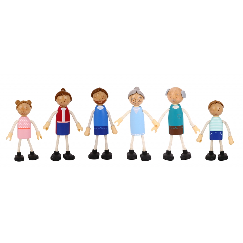 TOOKY TOY Duży Drewniany Domek dla Lalek + Figurki FSC - obrazek 4