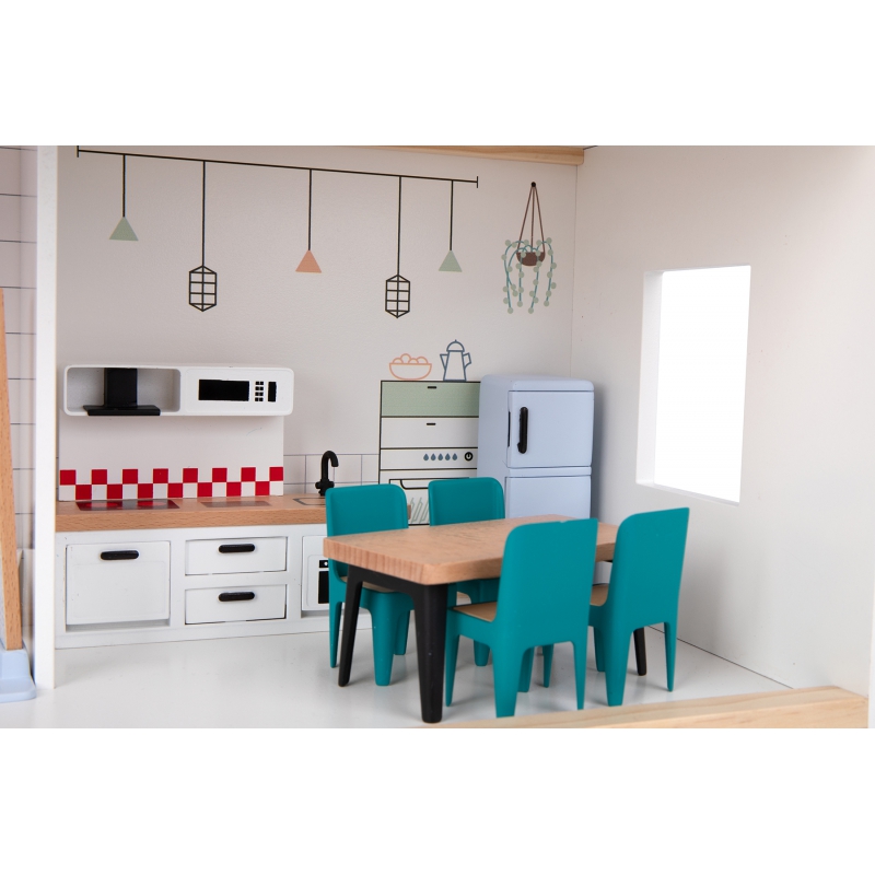 TOOKY TOY Duży Drewniany Domek dla Lalek + Figurki FSC - obrazek 6