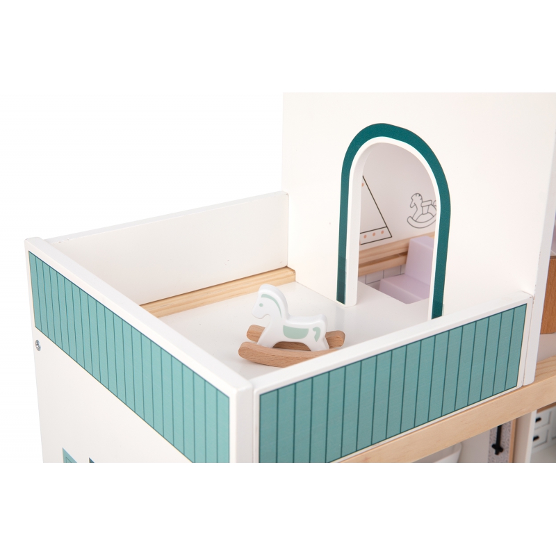 TOOKY TOY Duży Drewniany Domek dla Lalek + Figurki FSC - obrazek 8