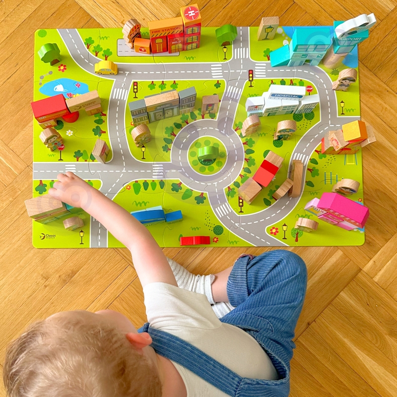 CLASSIC WORLD Drewniane Klocki Zbuduj Miasto 120 elementów - obrazek 2