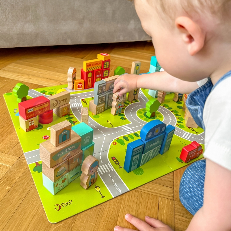 CLASSIC WORLD Drewniane Klocki Zbuduj Miasto 120 elementów - obrazek 5