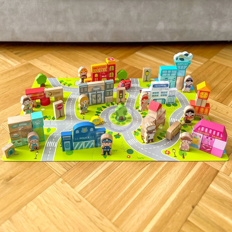 CLASSIC WORLD Drewniane Klocki Zbuduj Miasto 120 elementów - obrazek 6