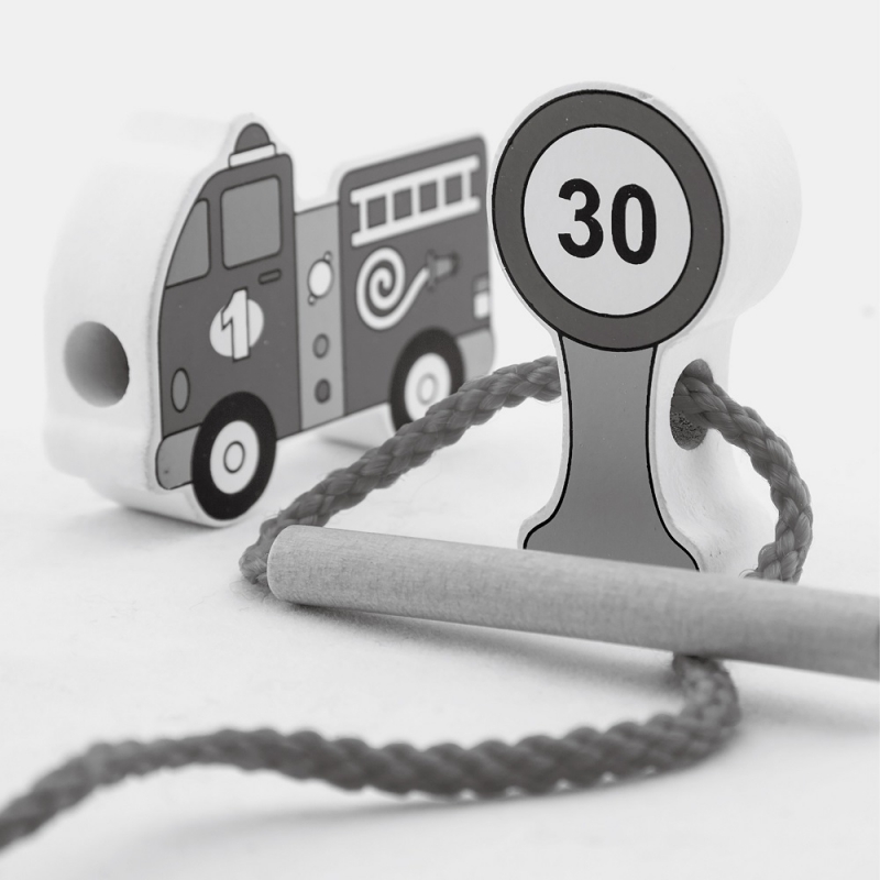 VIGA Drewniane Klocki Drewniane Przeplatanka Sznurowanka Samochody - obrazek 5