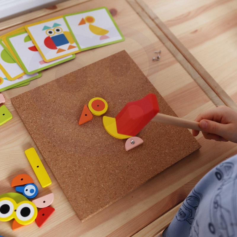 WOOPIE GREEN Drewniana Przybijanka z Młotkiem Układanka 20 wzorów 82 el. Certyfikat FSC - obrazek 8