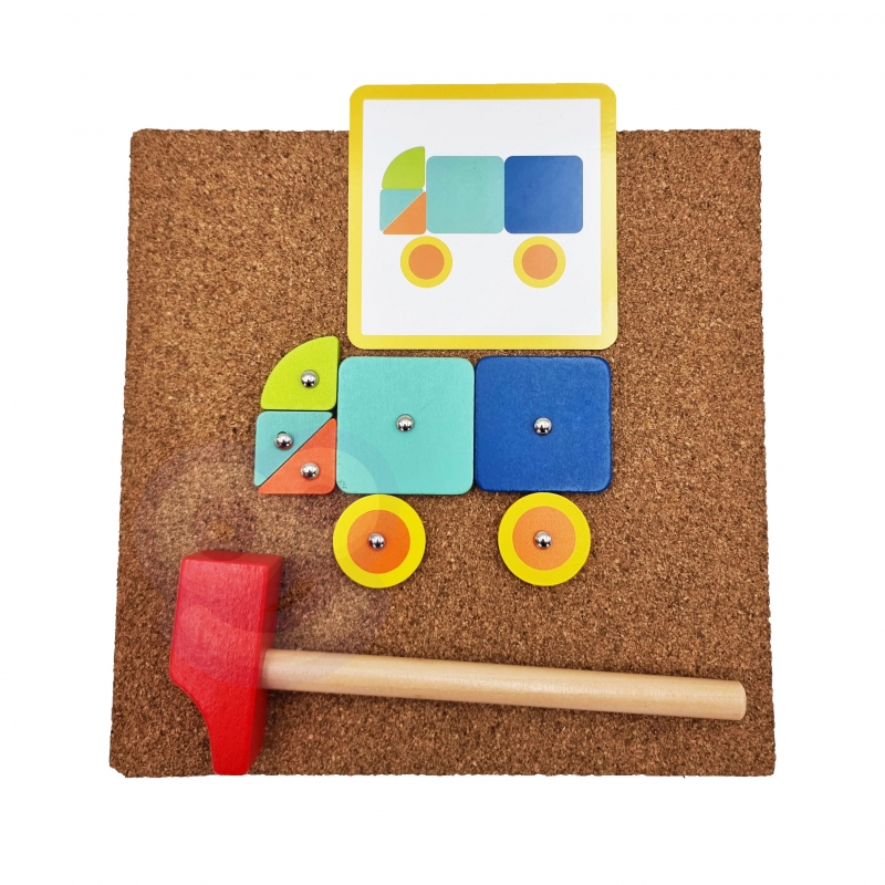 WOOPIE GREEN Drewniana Przybijanka z Młotkiem Układanka 20 wzorów 82 el. Certyfikat FSC - obrazek 9