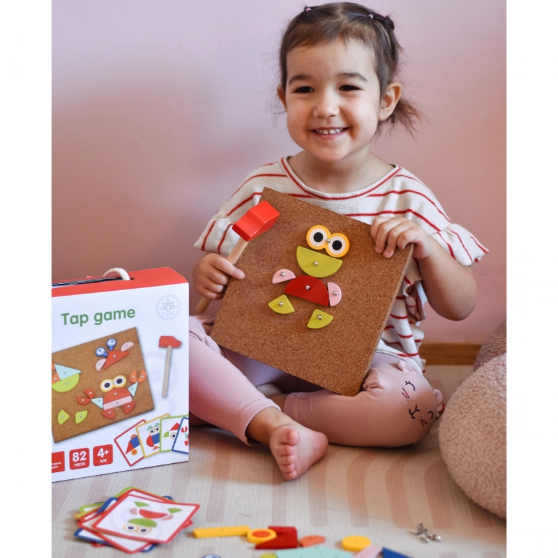 WOOPIE GREEN Drewniana Przybijanka z Młotkiem Układanka 20 wzorów 82 el. Certyfikat FSC - obrazek 10